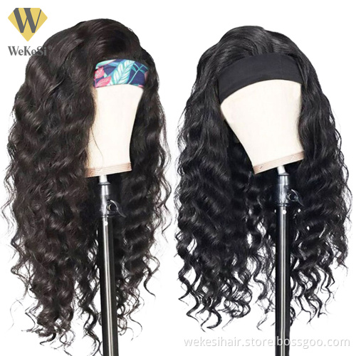 Headband wigs Top Virgin Kinky Curly 150% Density Natural Color human hair for black women Machine Made wig wholesale vendors
